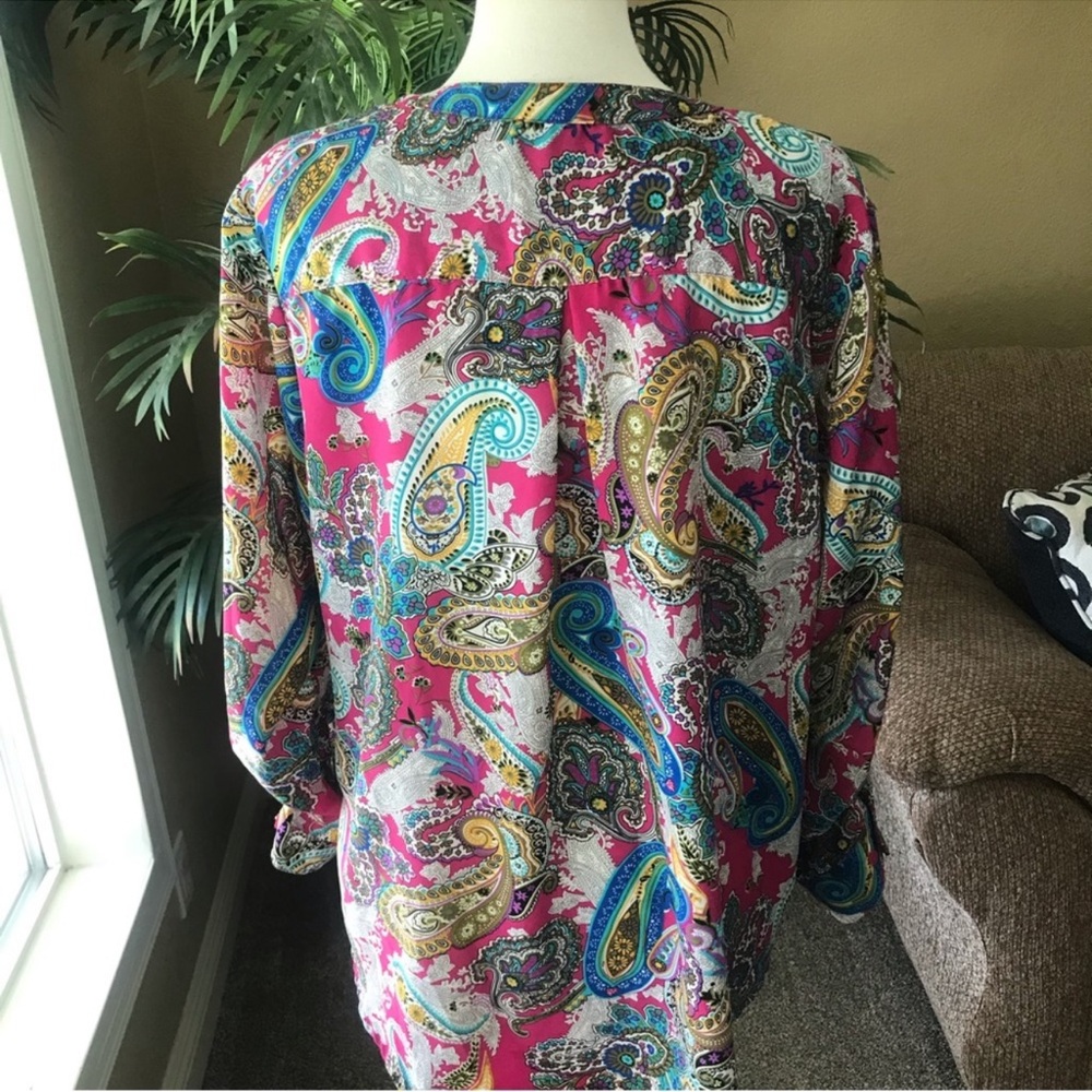 🇺🇸 Elementz Paisley Long Sleeve Print Women's Top - Multicolor, Size 2X - Picture 5 of 6